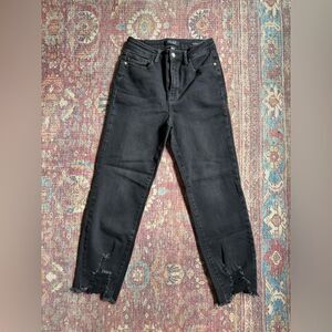 Judy Blue 5/27 Cropped Straight Black Distressed Women's Jeans